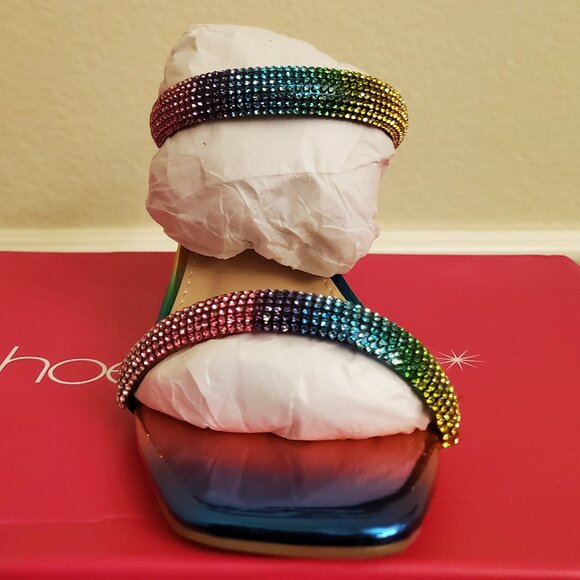 Rainbow rhinestone womens shoes. - Picture 3 of 4